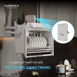 Gía bát đĩa nâng hạ nan dẹt Inox 304 Eurogold EVI180W, EVI180G BẾP CHÂU ÂU 3