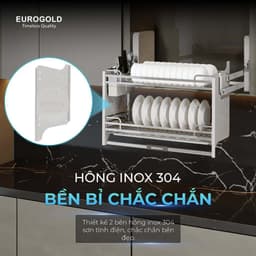 Gía bát đĩa nâng hạ nan dẹt Inox 304 Eurogold EVI180W, EVI180G BẾP CHÂU ÂU 2