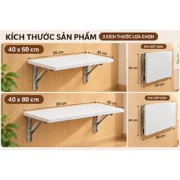 Bàn Gấp Gọn Treo Tường Đa Năng – Bàn Hoc, Bàn Làm Việc Tiết Kiệm Không Gian, Ván MDF Dày 18mm 6