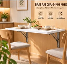 Bàn Gấp Gọn Treo Tường Đa Năng – Bàn Hoc, Bàn Làm Việc Tiết Kiệm Không Gian, Ván MDF Dày 18mm 4