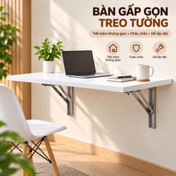 Bàn Gấp Gọn Treo Tường Đa Năng – Bàn Hoc, Bàn Làm Việc Tiết Kiệm Không Gian, Ván MDF Dày 18mm 1