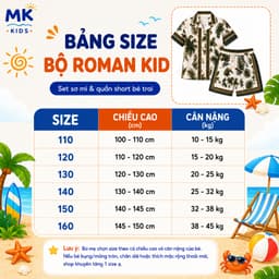 Set Bộ Bé Trai Roman Kid MK Kids Áo Sơ Mi Cộc Tay Và Quần Short Đi Chơi - Chất Lụa Mịn Mềm Mát 2-10 Tuổi 9