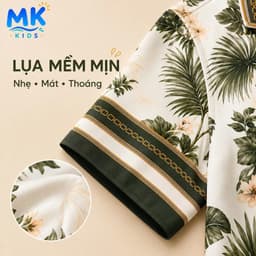 Set Bộ Bé Trai Roman Kid MK Kids Áo Sơ Mi Cộc Tay Và Quần Short Đi Chơi - Chất Lụa Mịn Mềm Mát 2-10 Tuổi 7