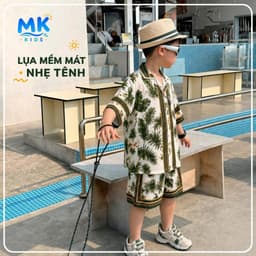 Set Bộ Bé Trai Roman Kid MK Kids Áo Sơ Mi Cộc Tay Và Quần Short Đi Chơi - Chất Lụa Mịn Mềm Mát 2-10 Tuổi 3