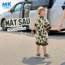 Set Bộ Bé Trai Roman Kid MK Kids Áo Sơ Mi Cộc Tay Và Quần Short Đi Chơi - Chất Lụa Mịn Mềm Mát 2-10 Tuổi 4