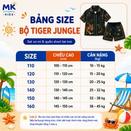 Set Bộ Bé Trai Tiger Jungle MK Kids Áo Sơ Mi Cộc Tay Và Quần Short Đi Chơi - Chất Lụa Mịn Mát Cho Bé 2-10 Tuổi 9