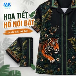 Set Bộ Bé Trai Tiger Jungle MK Kids Áo Sơ Mi Cộc Tay Và Quần Short Đi Chơi - Chất Lụa Mịn Mát Cho Bé 2-10 Tuổi 6