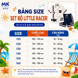 Set Bộ Bé Trai Little Racer MK Kids Áo Sơ Mi Cộc Tay Đi Chơi Mùa Hè Chất Lụa Mịn Thoáng Mát Cho Bé 2-10 Tuổi 9