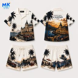 Set Bộ Bé Trai Monte MK Kids Áo Sơ Mi Cộc Tay Và Quần Short Đi Chơi - Chất Lụa Mịn Thoáng Mát Cho Bé 2-10 Tuổi 9
