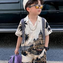 Set Bộ Bé Trai Monte MK Kids Áo Sơ Mi Cộc Tay Và Quần Short Đi Chơi - Chất Lụa Mịn Thoáng Mát Cho Bé 2-10 Tuổi 6