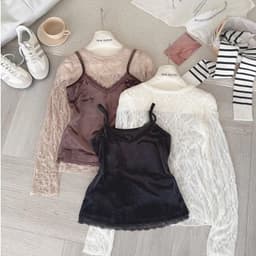[Hàng sẵn] Set áo ren mỏng vân hoa Mix áo 2 dây nhung phối ren, set áo kiểu dài tay thu đông cho nữ SHIP HỎA TỐC 9