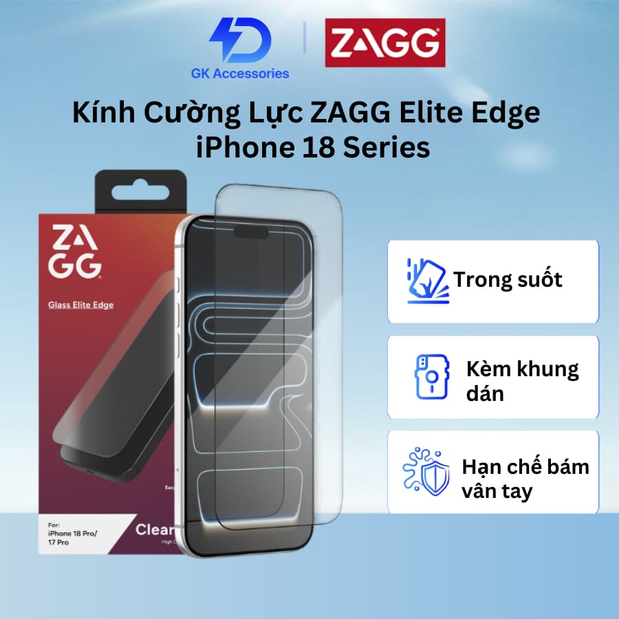 [iPhone 18 Series] Kính Cường Lực ZAGG Elite Edge Trong Suốt