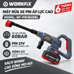 Máy Rửa Xe Pin 10Cell Workfix WF-PW3820BL, Nút Cảm Ứng Chỉnh Tốc, Công Tắc Bóp, Động Cơ Không Chổi Than 1