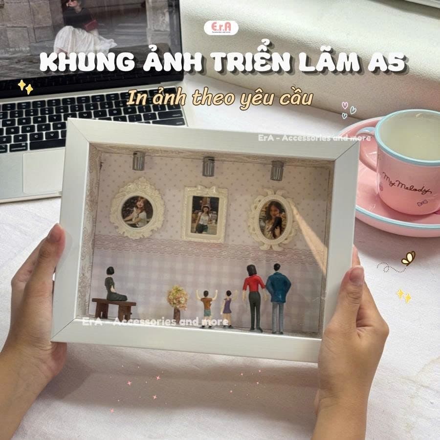Khung ảnh A5, triển lãm bảo tàng Museum Nền Kute in hình custom theo yêu cầu có đèn handmade tặng người yêu - Erashop