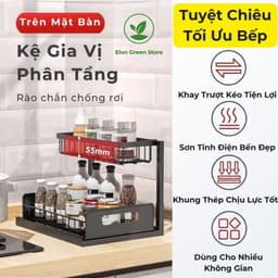 Kệ Để Đồ Âm Tủ Bếp 2 Tầng Khay Kéo Thông Minh Kệ Để Đồ Đa Năng Gầm Chậu Rửa Bát Đen Trắng Thép Sơn Tĩnh Điện 25KG 1