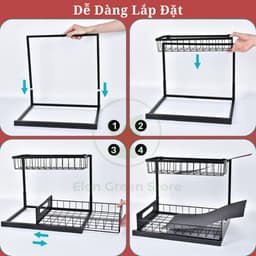 Kệ Để Đồ Âm Tủ Bếp 2 Tầng Khay Kéo Thông Minh Kệ Để Đồ Đa Năng Gầm Chậu Rửa Bát Đen Trắng Thép Sơn Tĩnh Điện 25KG 7