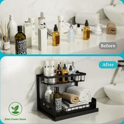 Kệ Để Đồ Âm Tủ Bếp 2 Tầng Khay Kéo Thông Minh Kệ Để Đồ Đa Năng Gầm Chậu Rửa Bát Đen Trắng Thép Sơn Tĩnh Điện 25KG 9