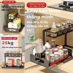 Kệ Để Đồ Âm Tủ Bếp 2 Tầng Khay Kéo Thông Minh Kệ Để Đồ Đa Năng Gầm Chậu Rửa Bát Đen Trắng Thép Sơn Tĩnh Điện 25KG 2