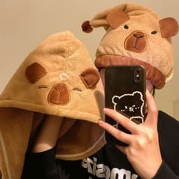 khăn quấn tóc capybara, khăn trùm đầu thấm nhanh, giúp tóc mau khô, gọn gàng,tiện lợi, dễ thương [family's house] 7