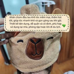 khăn quấn tóc capybara, khăn trùm đầu thấm nhanh, giúp tóc mau khô, gọn gàng,tiện lợi, dễ thương [family's house] 2
