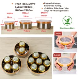 Hộp Đựng Thực Phẩm Inox Cao Cấp 380ml - 2700ml Nắp Khóa Kín Khít - Khay Inox Đun Bếp Từ Lò Nướng Chịu Nhiệt Tốt HDCIN 02 8