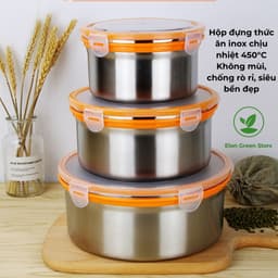 Hộp Đựng Thực Phẩm Inox Cao Cấp 380ml - 2700ml Nắp Khóa Kín Khít - Khay Inox Đun Bếp Từ Lò Nướng Chịu Nhiệt Tốt HDCIN 02 1