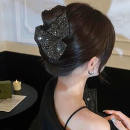 Kẹp Tóc Nơ Đen Bản Lớn Đính Đá Full Lấp Lánh – Kẹp Nơ Sang Trọng Tiểu Thư Dự Tiệc Cho Nữ 1