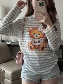Áo Thun Nữ Dài Tay chất THUN Cotton xược in hình Gấu Thoáng Mát Phong cách nhẹ nhàng cho phái đẹp 1