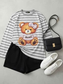 Áo Thun Nữ Dài Tay chất THUN Cotton xược in hình Gấu Thoáng Mát Phong cách nhẹ nhàng cho phái đẹp 2