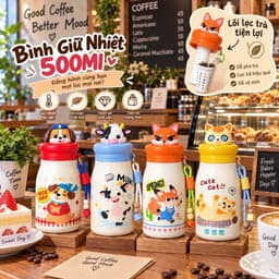 Bình giữ nhiệt hoạt hình 480mL cao cấp - có lõi lọc trà, thiết kế dễ thương giữ nhiệt tốt 4