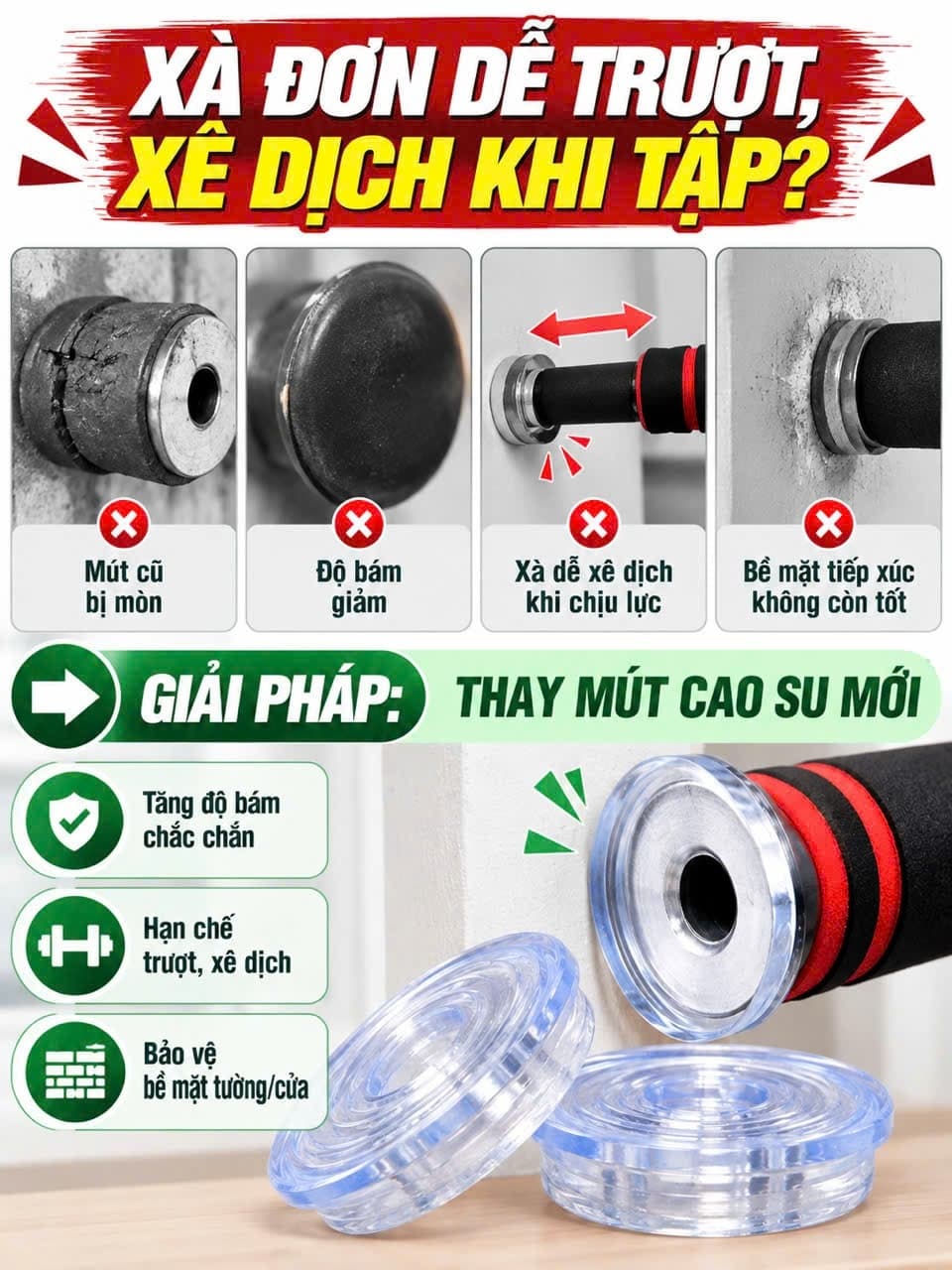 Bộ 2 miếng mút cao su xà đơn