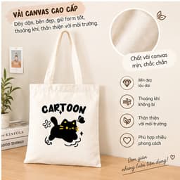 Túi tote vải có khóa kéo BabyloveGO túi canvas rộng đựng đồ dùng cho bé đi học đi chơi 5