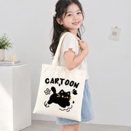 Túi tote vải có khóa kéo BabyloveGO túi canvas rộng đựng đồ dùng cho bé đi học đi chơi 6