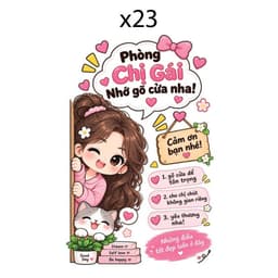 (Mẫu 23-32) Decal sticker  Nhỡ gõ cửa, hình dán cửa dễ thương, có sẵn keo dán 1