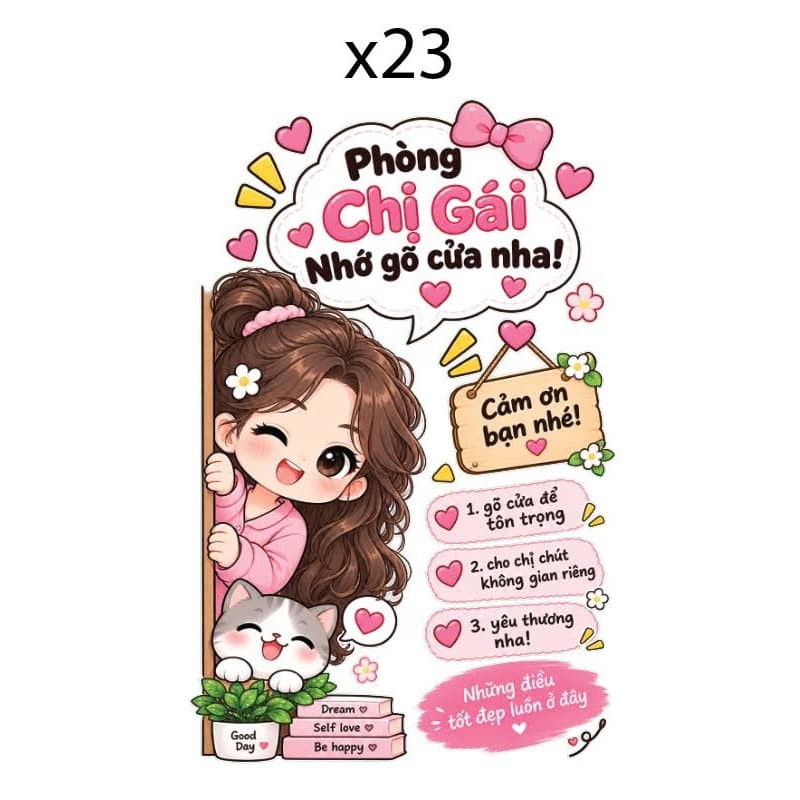 (Mẫu 23-32) Decal sticker  Nhỡ gõ cửa, hình dán cửa dễ thương, có sẵn keo dán