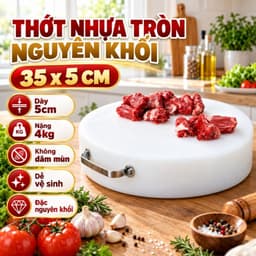 Thớt nhựa tròn KT 30 dày 5cm - Thớt nhựa Chất liệu PE nguyên khối, Hàng việt nam chất lượng cao 1