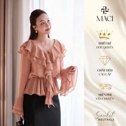 Áo Bèo Tầng Dài Tay Bo Chun Eo Chất Chiffon Hàn Mềm Rủ MACI MCAADNA0413 Thời Trang Nữ Thiết Kế 1