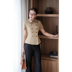 Áo Kí Giả Cổ Đức Khuy Đối Xứng Chất Kaki Hàn MACI MCAABBE0411 Thời Trang Nữ Thiết Kế Độc Quyền 8