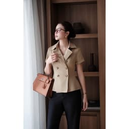 Áo Kí Giả Cổ Đức Khuy Đối Xứng Chất Kaki Hàn MACI MCAABBE0411 Thời Trang Nữ Thiết Kế Độc Quyền 5
