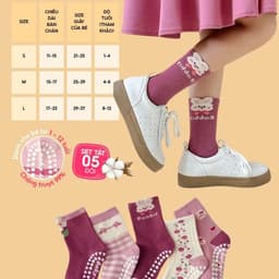 (Rẻ Vô Địch) Set 5 Đôi Tất Chống Trượt Cho Bé Gái Họa Tiết Thỏ Đáng Yêu Vớ Cổ Cao Cho Trẻ Từ 1 Đến 12 Tuổi 6