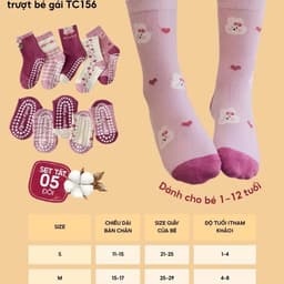(Rẻ Vô Địch) Set 5 Đôi Tất Chống Trượt Cho Bé Gái Họa Tiết Thỏ Đáng Yêu Vớ Cổ Cao Cho Trẻ Từ 1 Đến 12 Tuổi 8