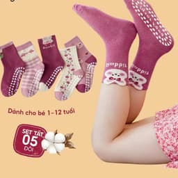 (Rẻ Vô Địch) Set 5 Đôi Tất Chống Trượt Cho Bé Gái Họa Tiết Thỏ Đáng Yêu Vớ Cổ Cao Cho Trẻ Từ 1 Đến 12 Tuổi 4