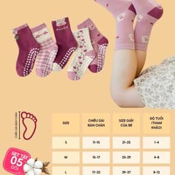 (Rẻ Vô Địch) Set 5 Đôi Tất Chống Trượt Cho Bé Gái Họa Tiết Thỏ Đáng Yêu Vớ Cổ Cao Cho Trẻ Từ 1 Đến 12 Tuổi 5