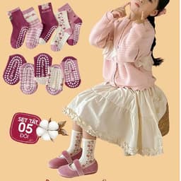 (Rẻ Vô Địch) Set 5 Đôi Tất Chống Trượt Cho Bé Gái Họa Tiết Thỏ Đáng Yêu Vớ Cổ Cao Cho Trẻ Từ 1 Đến 12 Tuổi 9