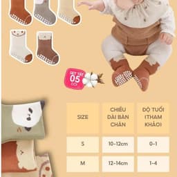 Set 5 Đôi Tất Sơ Sinh Chống Trượt UNDERCOOL Combo 5 vớ Cho Bé Trai Bé Trai - Gái 0-4 Tuổi Hình Gấu Giữ Ấm Cổ Ngắn TC131 7
