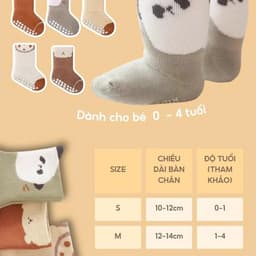 Set 5 Đôi Tất Sơ Sinh Chống Trượt UNDERCOOL Combo 5 vớ Cho Bé Trai Bé Trai - Gái 0-4 Tuổi Hình Gấu Giữ Ấm Cổ Ngắn TC131 9