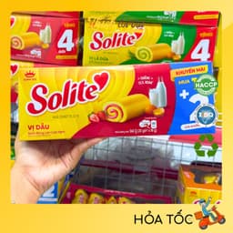 Bánh Solite Kinh Đô - Bánh Bông Lan Cuộn Kem, Tròn Kem Vị Dâu, Lá Dứa, Bơ Sữa Solite 360g (18+2) 9