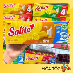 Bánh Solite Kinh Đô - Bánh Bông Lan Cuộn Kem, Tròn Kem Vị Dâu, Lá Dứa, Bơ Sữa Solite 360g (18+2) 5
