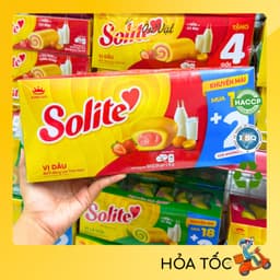 Bánh Solite Kinh Đô - Bánh Bông Lan Cuộn Kem, Tròn Kem Vị Dâu, Lá Dứa, Bơ Sữa Solite 360g (18+2) 2