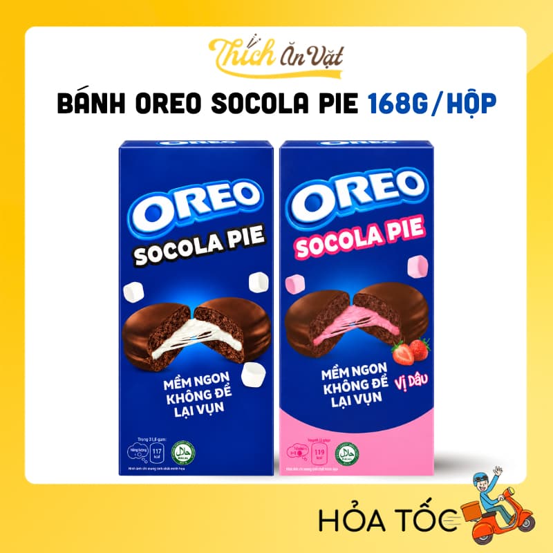 Bánh OREO Socola Pie Vị Dâu, Socola Mềm Ngon Không Để Lại Vụn 168g/Hộp - Thích Ăn Vặt